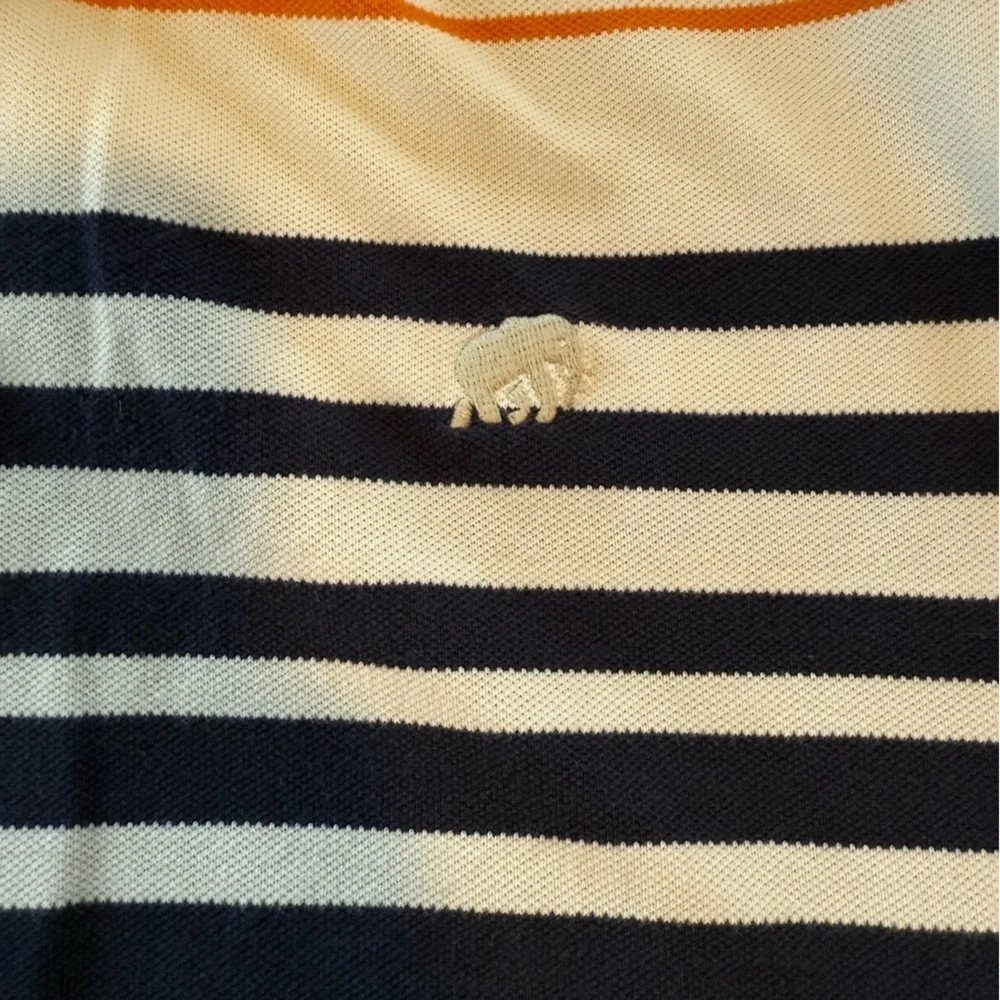 Banana Republic Navy and Orange Striped Cotton Polo Shirt, Size XXL